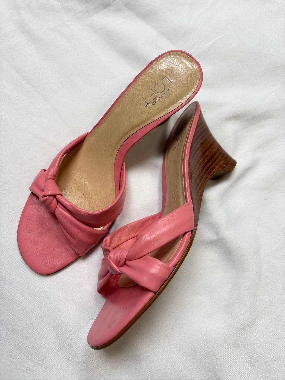 LOFT Pink Knotted Leather Slide Mules
